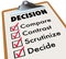 Decision Checklist Clipboard Compare Contrast Choose Options