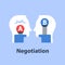 Decision making, outweigh scale, positive or negative, between two sides, negotiation and persuasion