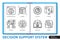 Decision support system infographics linear icons collection