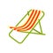 Deck chair beach, striped, isolated on a white background.