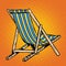 Deck chair striped blue beach lounger