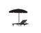 Deck chair umbrella summer beach holiday symbol silhouette icon. Chaise longue, parasol isolated. Sunbath beach resort symbol of