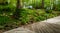 Deck and colorful woodland garden