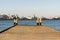 Deck on the Guanabara Bay. Ilha fiscal in the background.