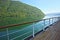 Deck of a ship as it cruises down the Sognefjord, Vestland county in Western Norway.