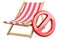 Deckchair with forbidden symbol, 3D rendering