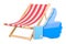 Deckchair with like icon, 3D rendering