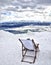 Deckchair on the mountaintop in winter snow panorama - Innsbruck - nordkette peak - Austria