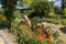 Deckchair set in an English country garden