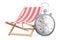 Deckchair with stopwatch. 3D rendering