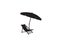 Deckchair umbrella summer beach holiday symbol silhouette icon. Chaise longue, parasol isolated. Sunbath beach resort symbol of