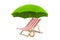 Deckchair under umbrella, 3D rendering