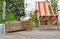 Deckchair on wooden terrace