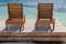 Deckchairs at a beach at Caye Caulker island, Beli