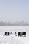 Deckchairs on a frozen lake