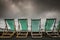 Deckchairs in seaside town