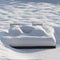 Deckchairs with towering snow. Garden patio snowed under.