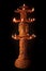 A declarative multi facing three stage standing Earthen Oil Lamp or Diya