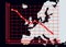 Decline chart diagram on Europe map background