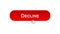 Decline web interface button clicked with mouse cursor, red color, finance
