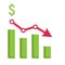 Declining graph flat icon, business and finance