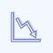 Declining Line Graph Icon in trendy two tone style isolated on soft blue background