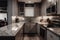 decluttered kitchen with sleek appliances, granite countertops, and glass backsplash