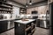 decluttered kitchen with sleek and modern appliances, sleek countertops, and ample storage