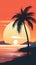 Deco Sunset Palm Tree Sun Setting Ocean Retro Studio Vice City E