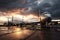 decommissioned military jets under a dramatic sky