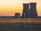 Decommissioned nuclear power plant Rancho seco at sunset