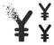 Decomposed Dotted Yen Currency Icon with Halftone Version
