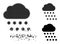 Decomposed and Halftone Pixelated Rain Cloud Glyph