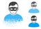 Decomposed Pixelated Halftone Anonymous Person Icon with Face