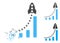 Decomposed Pixelated Halftone Rocket Success Bar Chart Icon