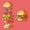 Deconstructed burger vector illustration.