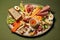 deconstructed sandwich ingredients artistically arranged on plate