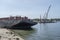 Deconstruction of the English Bay barge showing crane platform