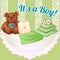 Decor baby cot with pillows and soft bear