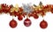 Decor for Christmas garland bows silver flower Christmas tree red balls isolated white