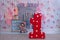 Decor first birthday. The number 1 in the form of a pinata. Red 1st birthday pinata . Interior decoration for a kids child