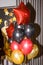 decor to the anniversary. black, red and gold balloons, candy bar. birthday party.celebration, decor.Set of colorful