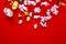 Decorate chinese new year 2019 on a red background(Chinese characters . FU. in the article refer to good luck, wealth, money flow