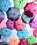 Decorate colorful umbrella hanging,background.