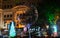 Decorated balloon, lights and Christmas celebration at illuminated Park street with joy and year end festive mood. Dark sky