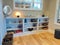 Decorated bookshelves in a vacation rental home in Boone, North Carolina