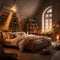decorated Christmas bedroom generated by AI tool