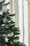 Decorated Christmas tree background, minimalism Scandinavian interior