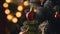 Decorated Christmas tree on blurred, sparkling and fairy background