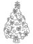 Decorated Christmas tree. Children coloring book raster